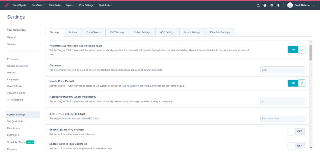 Reorganization of Settings
